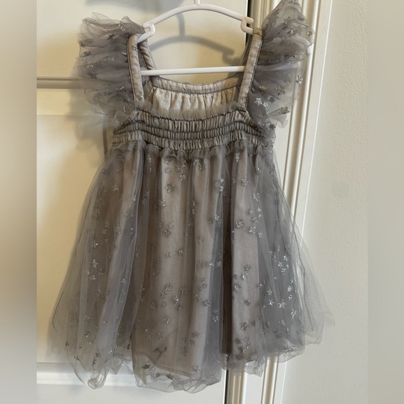 12M Luna Luna Collection silver tulle kids dress, sparkle star print, like new - Picture 2 of 3